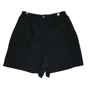 Karen Scott Shorts Womens Sz 14 Black high rise zipper elastic waist cotton poly